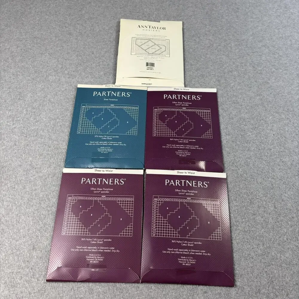 Ann Taylor Partners Pantyhose Womens B Multicolor Sheer Lot X 5 Old Stock Y2K
